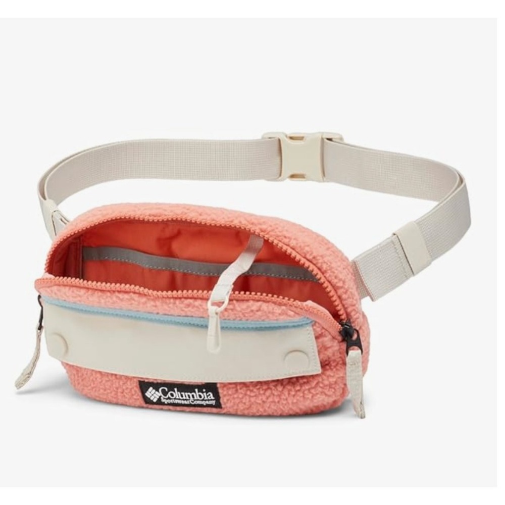 Columbia Coral Pink Sherpa Fleece Helvetia II Fanny Pack Belt Bag Adjustable